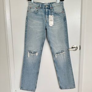 Zara Mid Rise Straight Light Wash Jeans